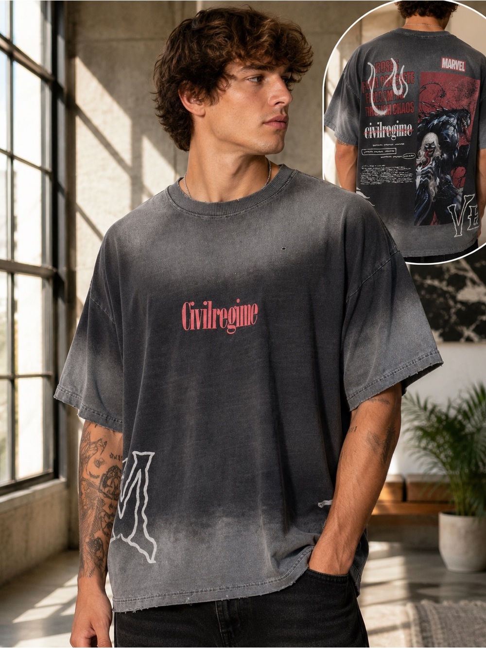 Civil Regime x Marvel Hero Elite Series Venom Oversized Graphic T-Shirt XL